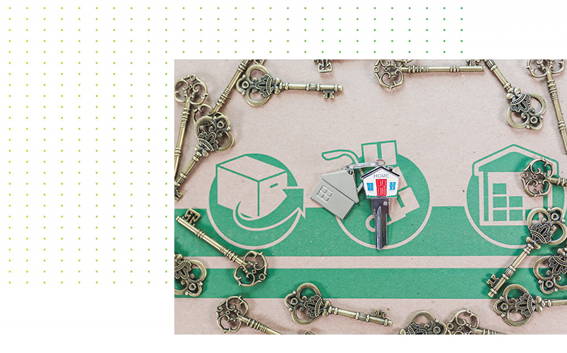 Schlüssel auf einem Umzugskatong